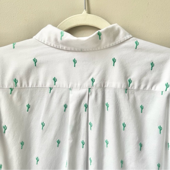 Lands' End Embroidered Cactus Shirt Women’s Size 2X (20W–22W) White Green Desert - Picture 11 of 12